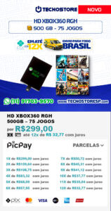HD XBOX360 RGH 500GB - 75 JOGOS