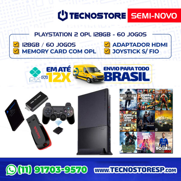 PLAYSTATION 2 OPL 128GB / 60 JOGOS