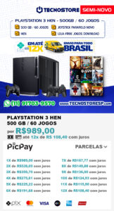 PLAYSTATION 3 - 500GB / 60 JOGOS