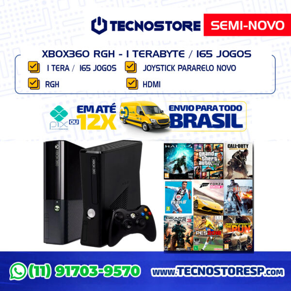 XBOX 360 RGH - 1 TERABYTE / 165 JOGOS