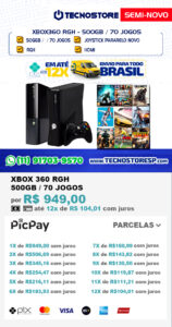 XBOX 360 RGH - 500GB / 70 JOGOS