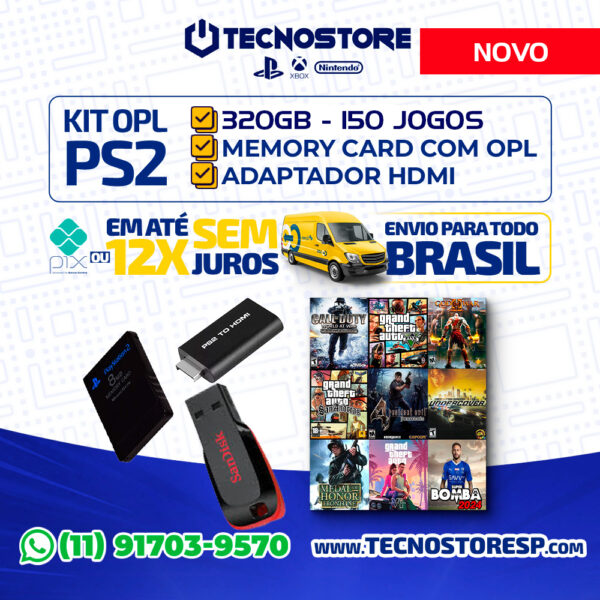 KIT OPL PLAYSTATION2 320GB - 150 JOGOS